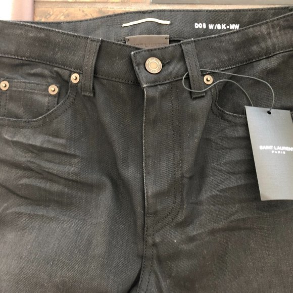 SAINT LAURENT Paris D05 W/SK-MW Black SKINNY MEDIUM-RISE Jeans 26 - Picture 3 of 5
